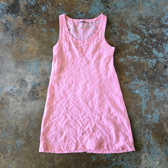 Horny Toad 100% Linen Dress Size L Pink Shift Sleeveless Knee Length Lagenlook - Picture 1 of 6